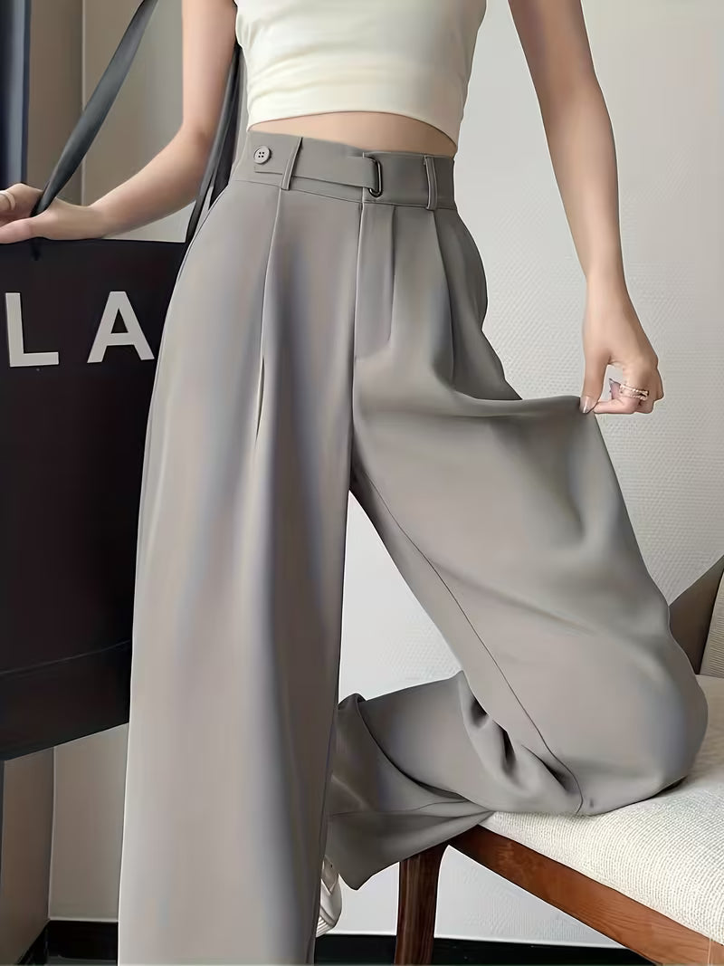 2026 New Summer High-End Women's Suit Pants, High-Waist, Draped Straight-Leg, Slim Fit, Wide-Leg Trousers, Belt-Free, Essential Versatile Workwear for Spring, Summer, and Autumn