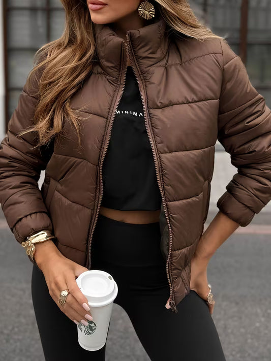 Full Zip Closure, Loose Fit, Brown - Non-Stretch Outerwear for Cold Weather and Casual/Formal Wear Zllz