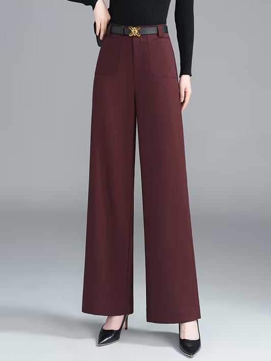 Ankola Red Wide-Leg Pants Women'S 2024 Spring And Autumn New Loose High-End Drape Casual Straight-Leg Suit Pants
