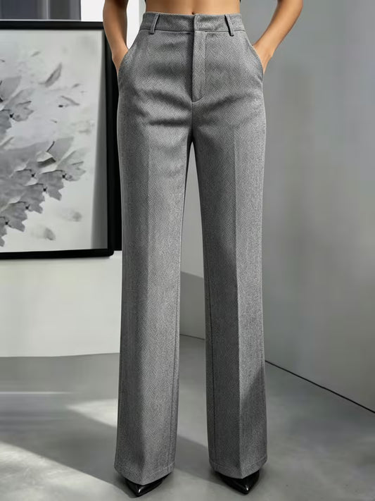 Women's Wide-Leg Dress Pants Suitable for Commuting & Work - Elegant Blazer-Compatible Trousers, Machine Washable - Business Pants, Loose Wide-Leg for Office Wear, Professional Attire