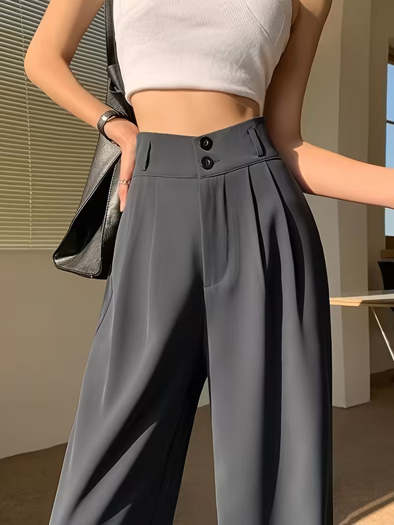 Ice Fiber Fabric Cool Touch Ultra-Thin Summer Women's Long Pants, 2026 Spring/Summer New Style Slim Fit Suit Pants, Trendy Women's Pants, Wide-Leg Loose Fit